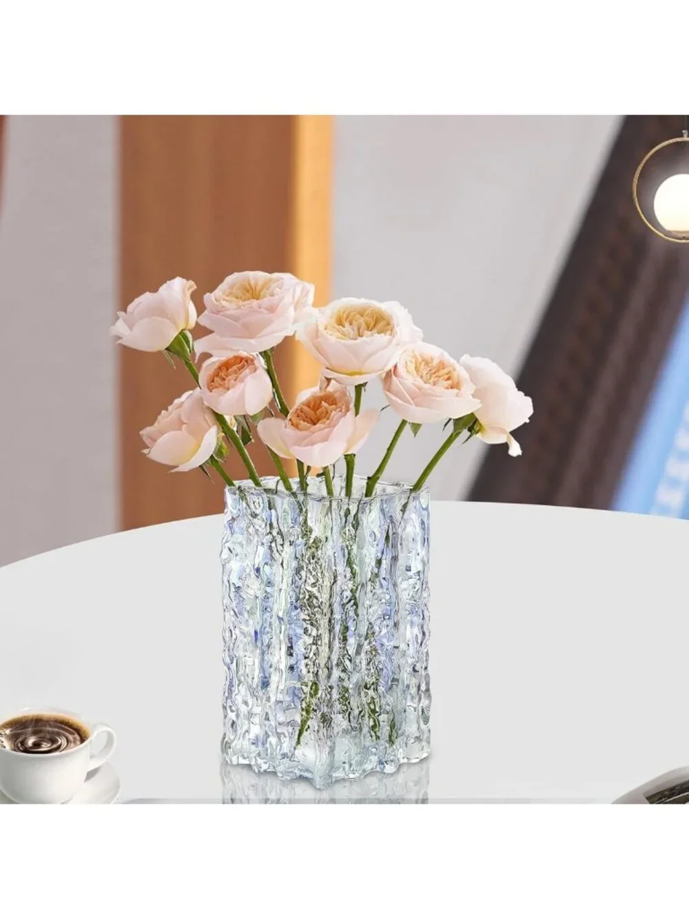 Heavy Duty Iridescent Glass Flower Vase for Home Decor, Weddings & Centerpieces